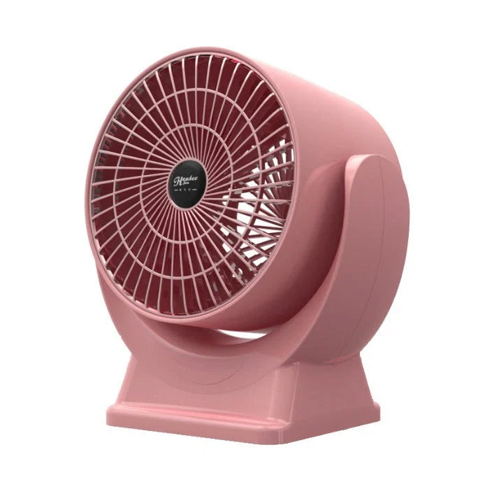 Desktop Mini Mute Household Heater in white and pink, compact size with fast heating