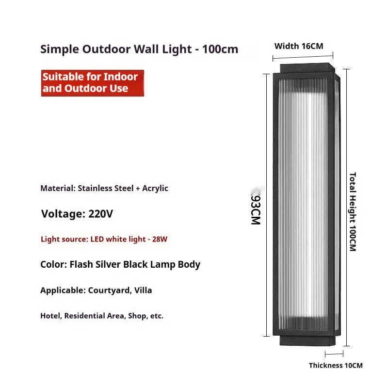 Stainless steel outdoor wall lamp for courtyard and garden lighting in four available sizes