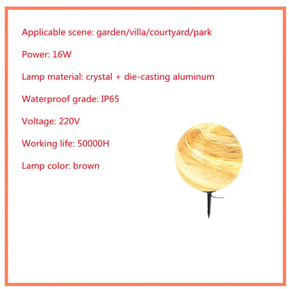 Solar lawn lamp in garden setting showing waterproof construction and LED illumination