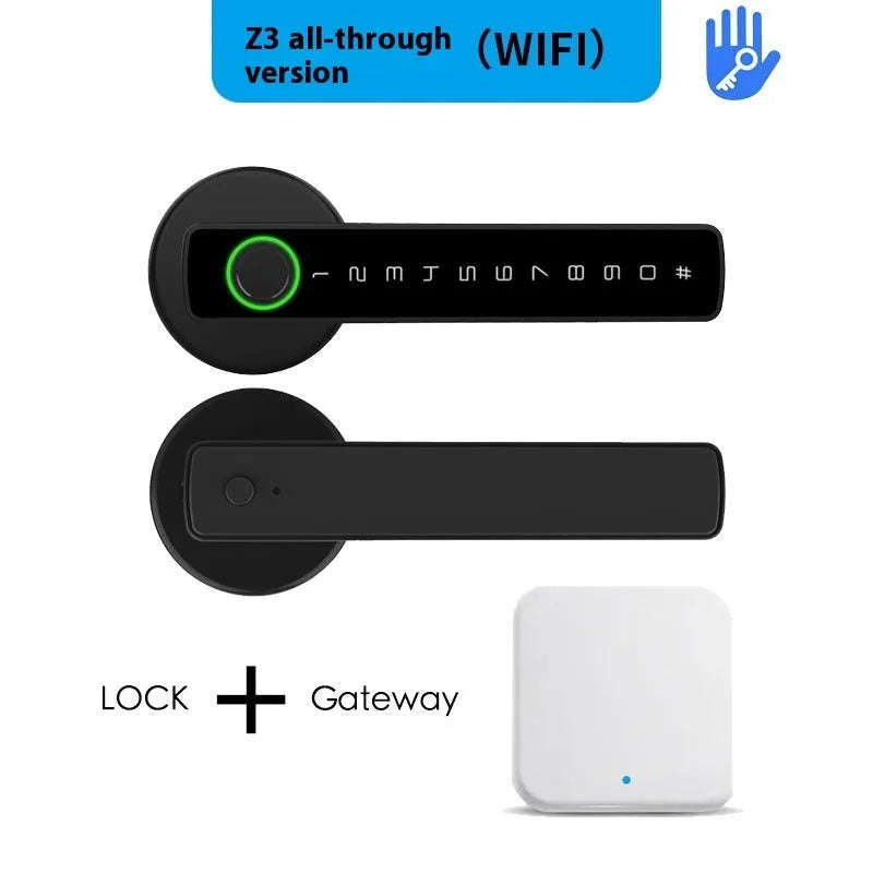 Black smart door lock with spherical handle for indoor wooden doors featuring electronic access control