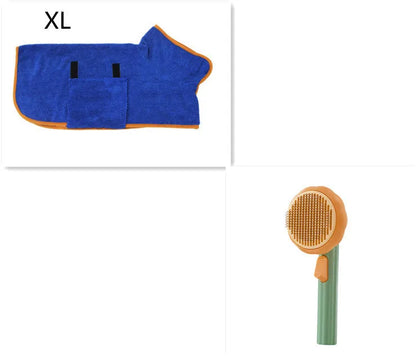 Hand-held pumpkin-coloured pet brush with stainless steel needles for grooming cats and dogs