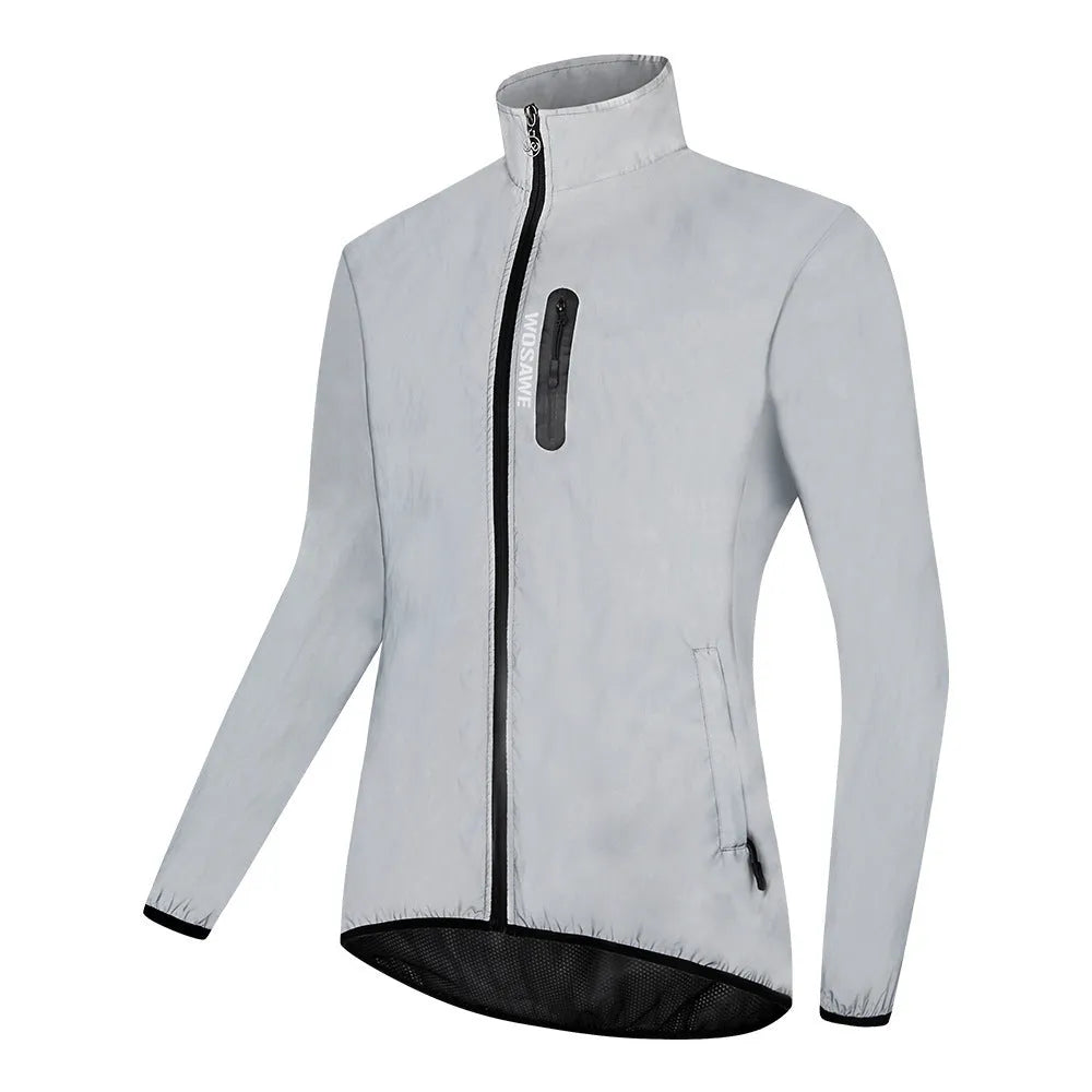 Silver BL220 waterproof polyester long sleeved jacket showing front view