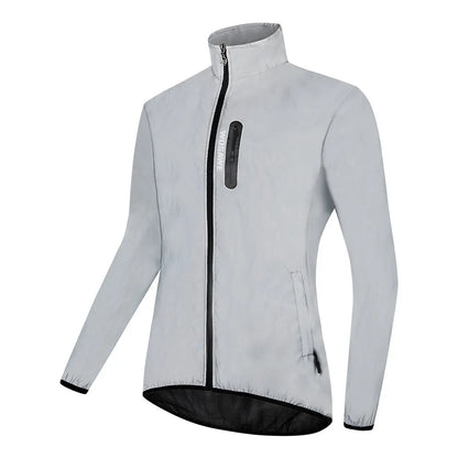 Silver BL220 waterproof polyester long sleeved jacket showing front view