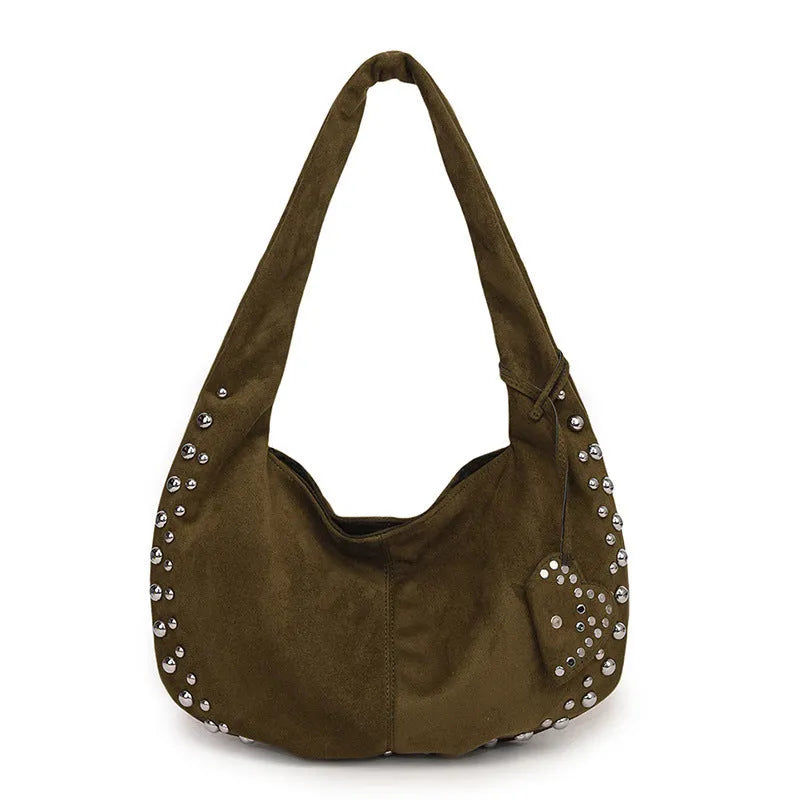 Soft plush women's tote handbag in retro style, shown in available colours