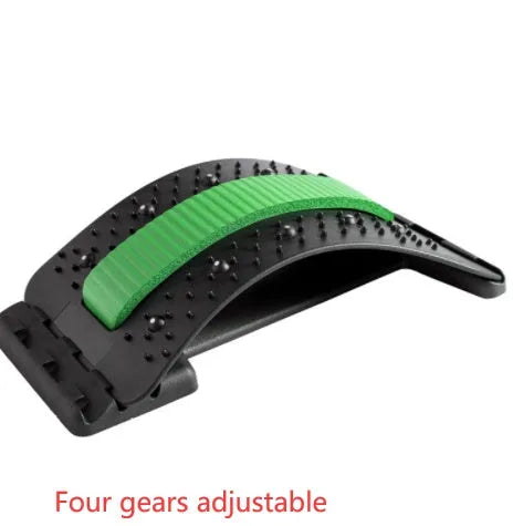 Adjustable back stretcher massager with multiple massage heads for lumbar spine pain relief