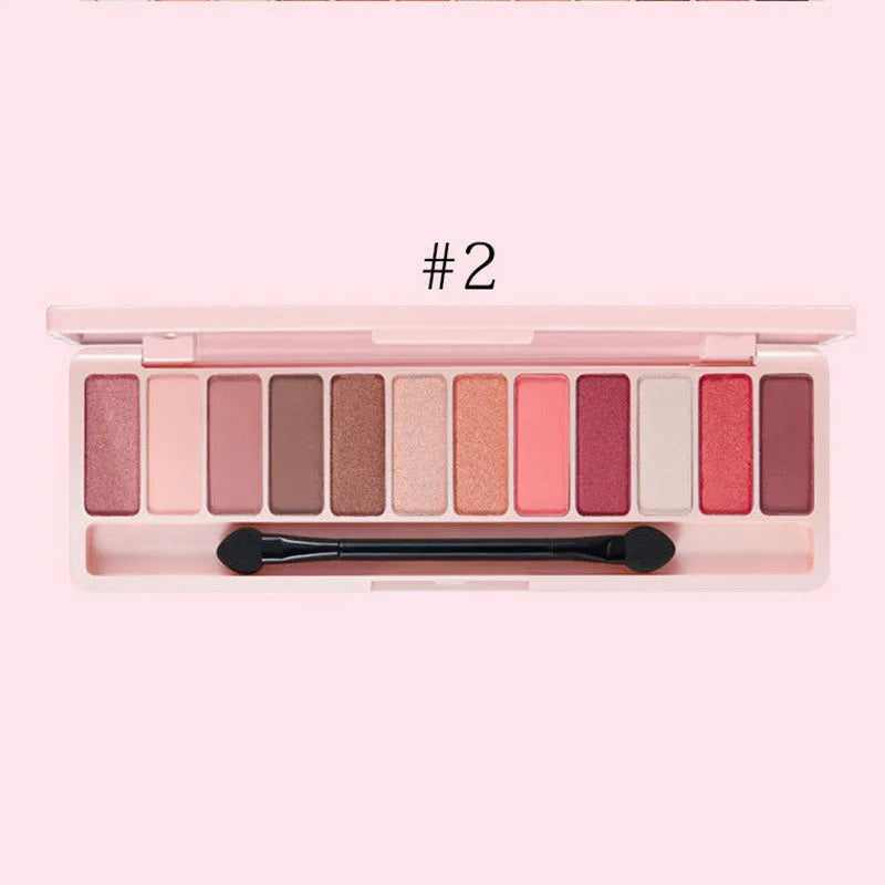12 colour eyeshadow palette in nude, earth and wine red tones, 15.2 x 5 x 11 cm