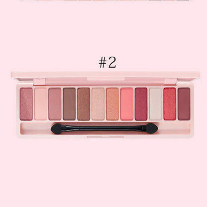 12 colour eyeshadow palette in nude, earth and wine red tones, 15.2 x 5 x 11 cm