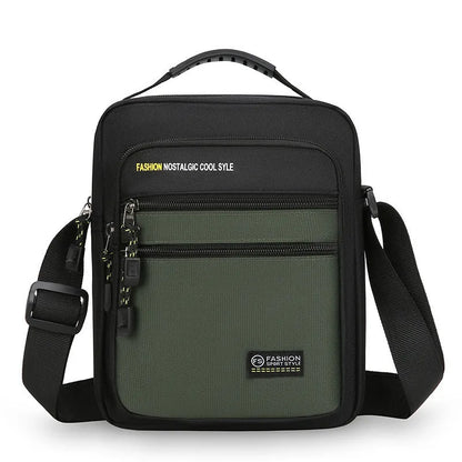 Men's waterproof nylon crossbody bag in urban simplicity style with multiple compartments