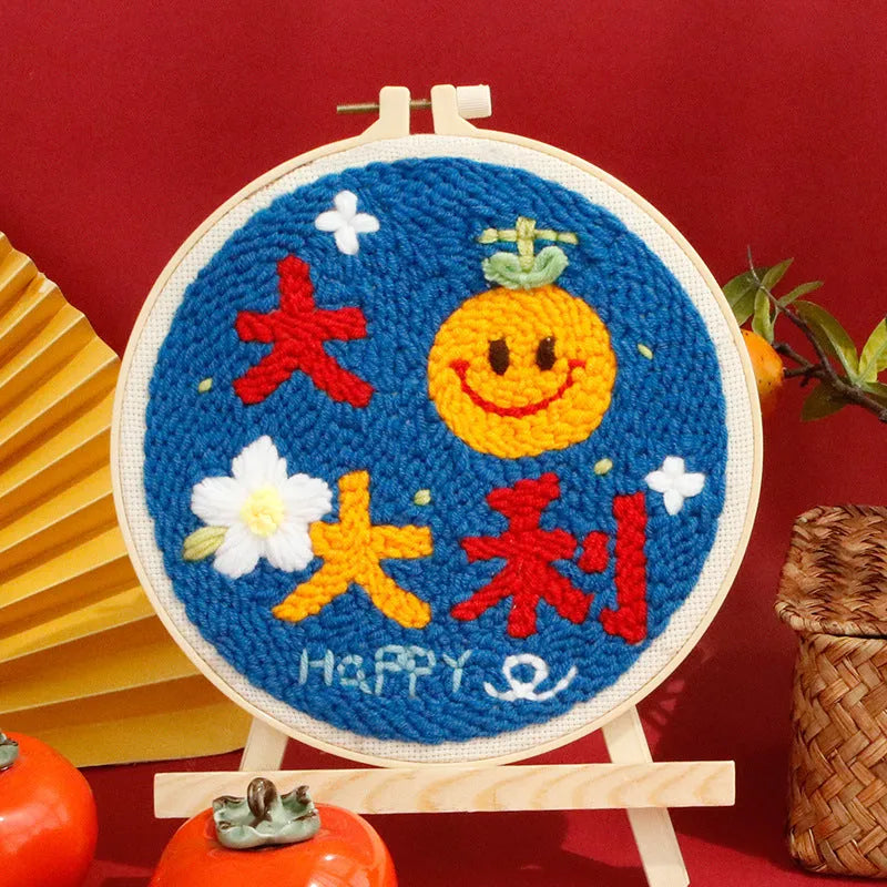 20 cm embroidery DIY material kit for cross stitch and poke embroidery projects in five colour options