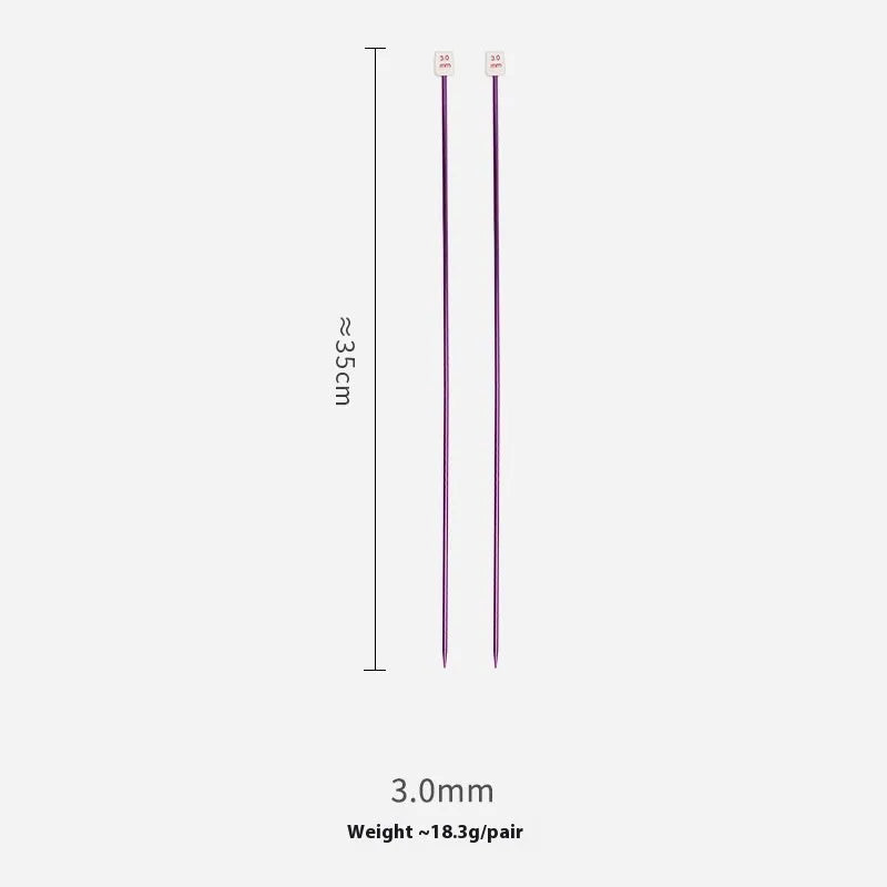 Crochet hook set with 13 sizes from 2.0mm to 10.0mm, each hook has a protective cap, showing lengthened 15cm shafts