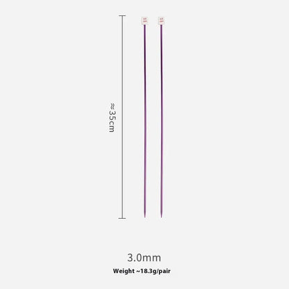 Crochet hook set with 13 sizes from 2.0mm to 10.0mm, each hook has a protective cap, showing lengthened 15cm shafts