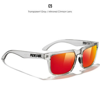 Square polarised sunglasses with TAC lenses and PC frames in multiple colour options.