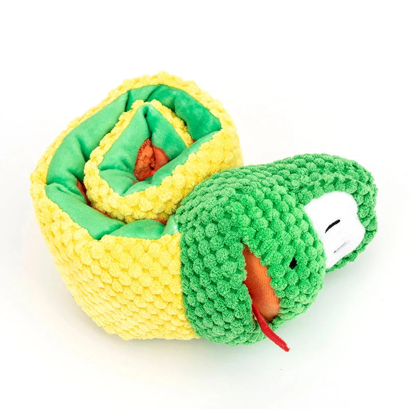 Colourful Snake Snuffle Toy for dogs, designed for mental stimulation and fun