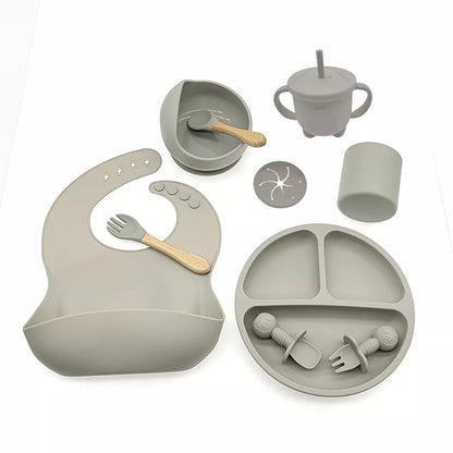 10-piece baby silicone feeding tableware set in various colours