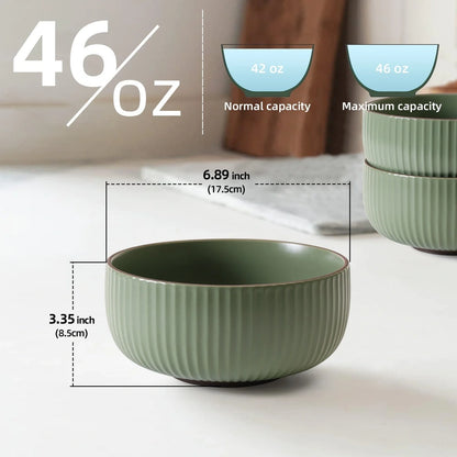 Set of 4 elegant ceramic bowls, perfect for any kitchen, microwave and oven safe