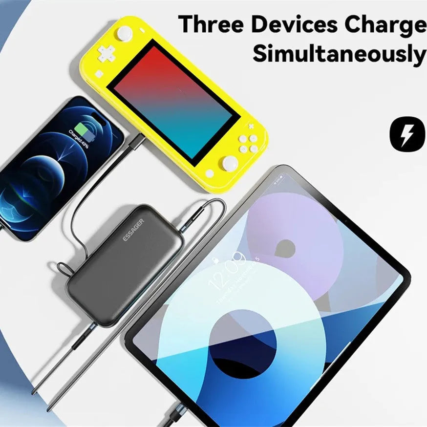 Black 15000mAh power bank with digital display, 65W Type-C output, 60W input, and USB-A port