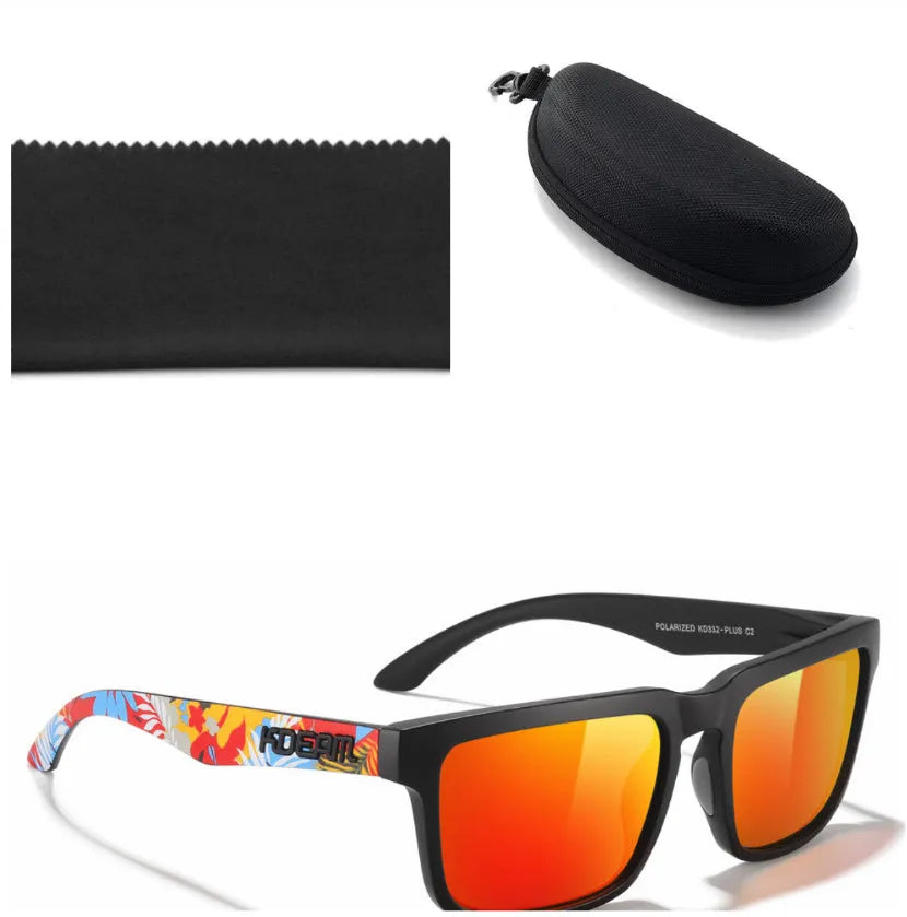 Square polarised sunglasses with TAC lenses and PC frames in multiple colour options.