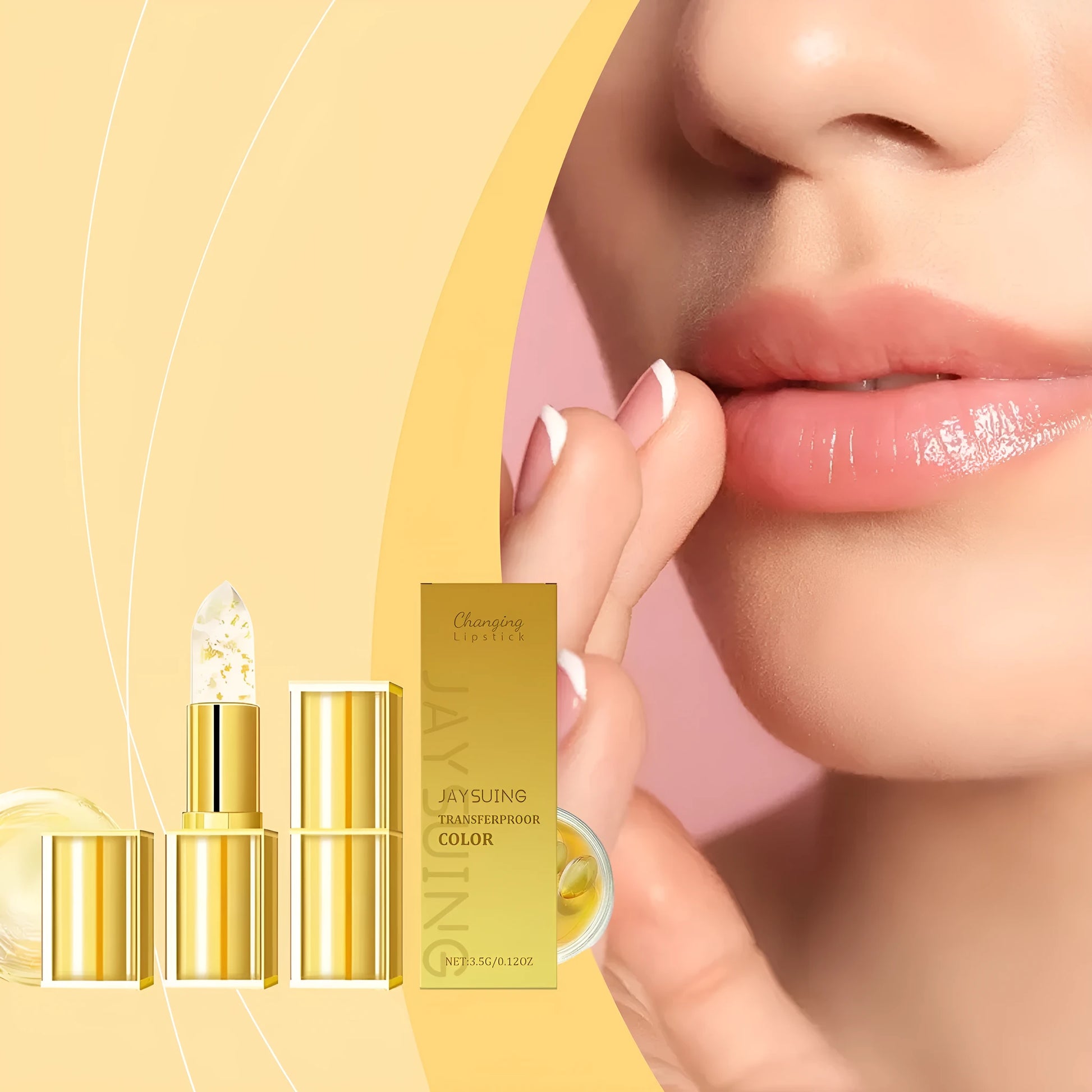 Gold foil nourishing lipstick 3.5g in rectangular gold case with hyaluronic acid and vitamin E