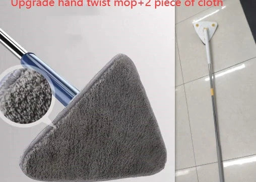 Extendable Triangle Mop with 360° rotatable head for deep cleaning floors, walls, and ceilings
