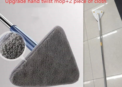 Extendable Triangle Mop with 360° rotatable head for deep cleaning floors, walls, and ceilings