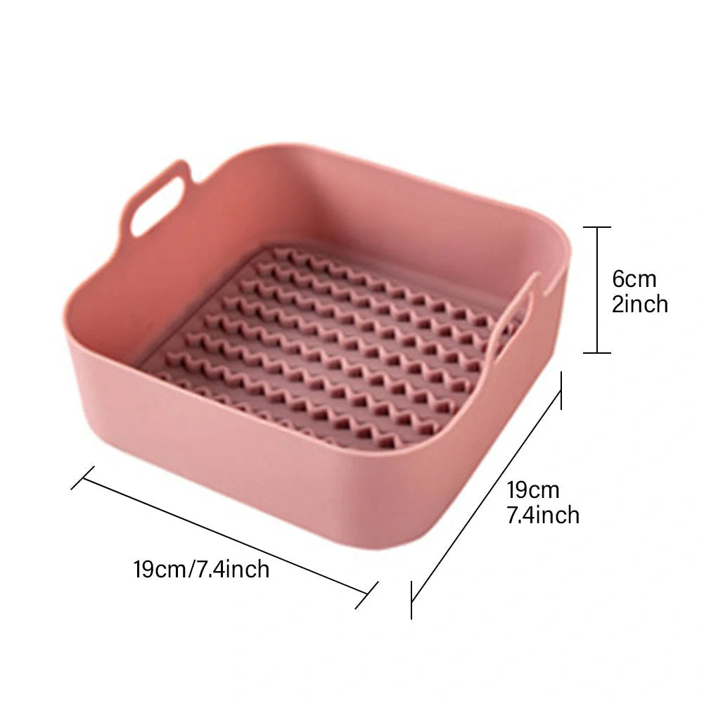 Reusable silicone air fryer pot liners in various colours and sizes