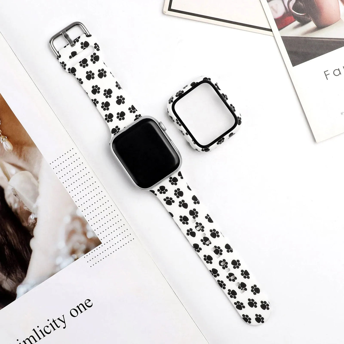 Printed silicone Apple Watch strap replacement band in multiple colours and patterns