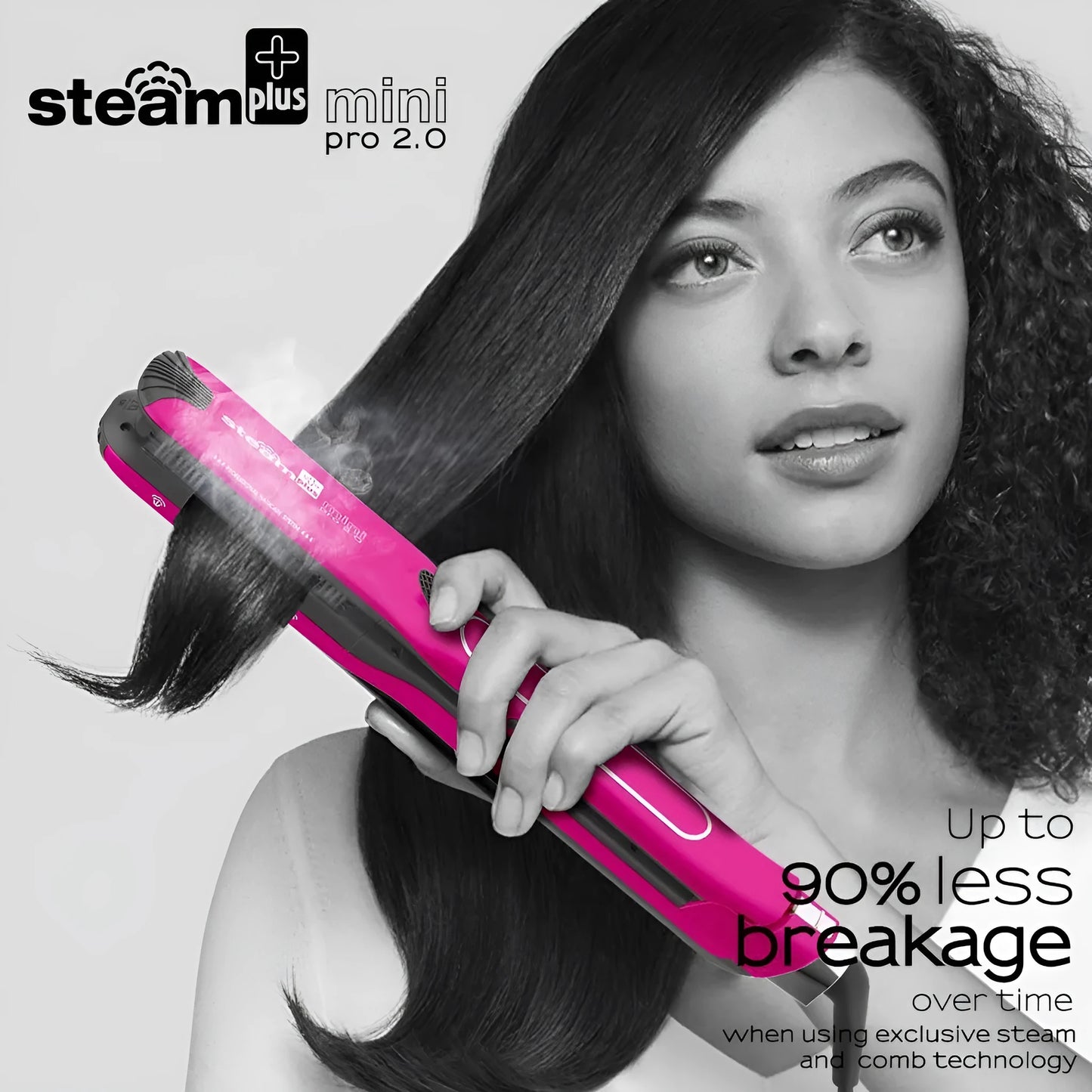 Mini steam splint spray hair straightener in champagne, purple, or rose red colour.