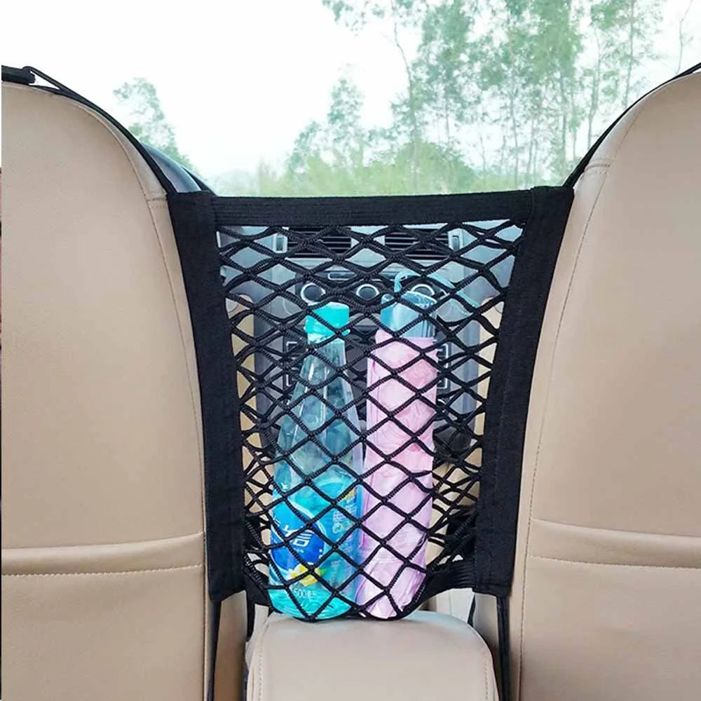 Elastic Car Pet Fence in black, high-strength nylon mesh for dog safety