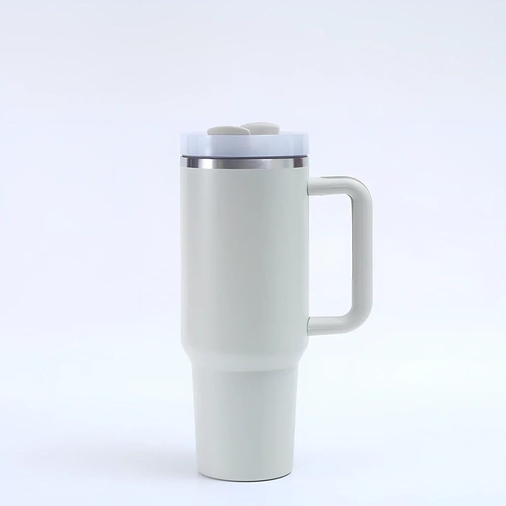 304 stainless steel vacuum cup with double-wall insulation showing 40oz capacity and 26cm height dimensions