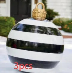 Large 60cm inflatable PVC Christmas decoration ball in bright colours for outdoor garden or tree display.
