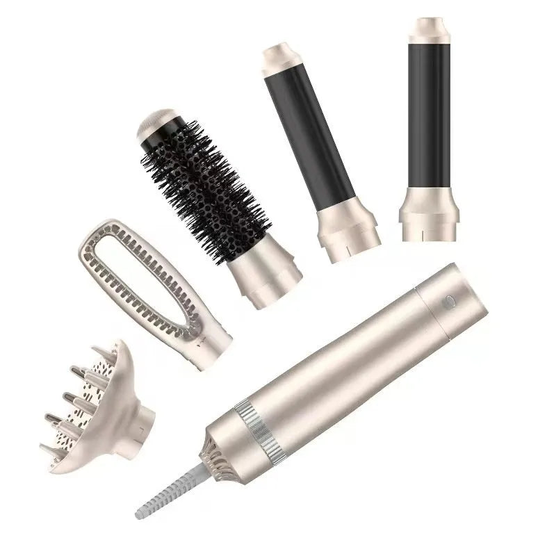 Champagne gold hot air comb hair curler with five-in-one multi-function styling capabilities