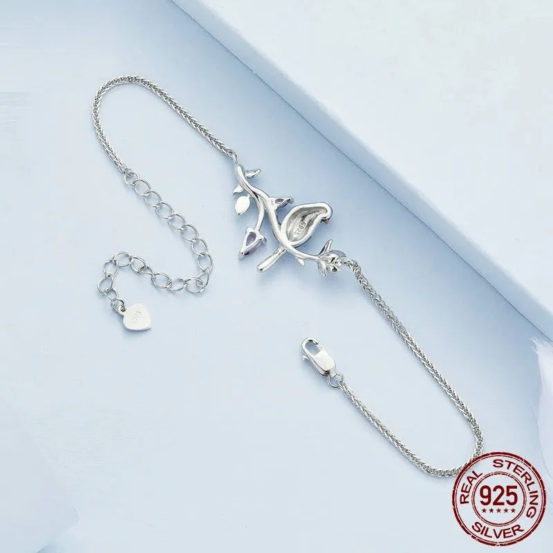 925 Sterling Silver Bird Bracelet with Dripping Oil Detail, Kingfisher Series Women's Bracelet, Natural Style Bird Ornament, 925 Silver Women's Jewellery