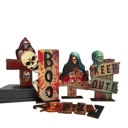 Wooden European style retro creative Halloween tabletop ornament decoration