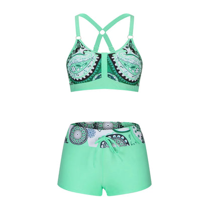 Women's floral print split bikini swimsuit in various colours and sizes