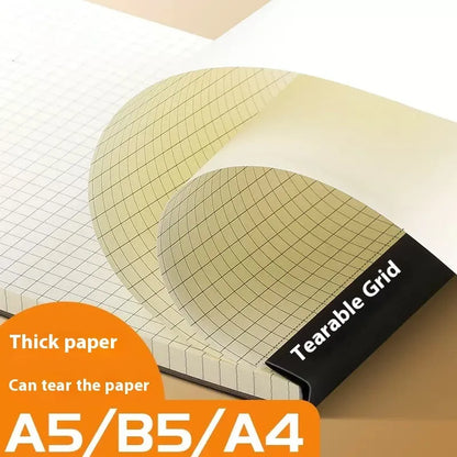A5 and B5 tearable writing pads with blank, grid, and lined 80-sheet options.