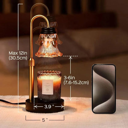 Bamboo lamp holder aromatherapy wax melting lamp with lifting mechanism at 30.5cm height