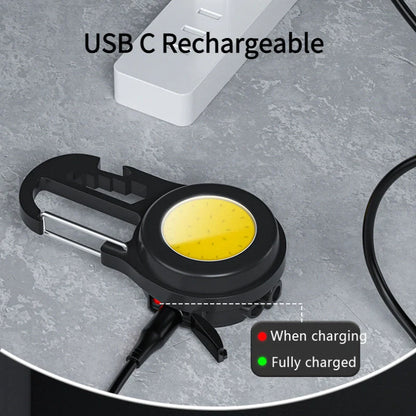 6 IN 1 Multi-functional Mini Keychain Lamp with super bright COB light and USB rechargeable feature