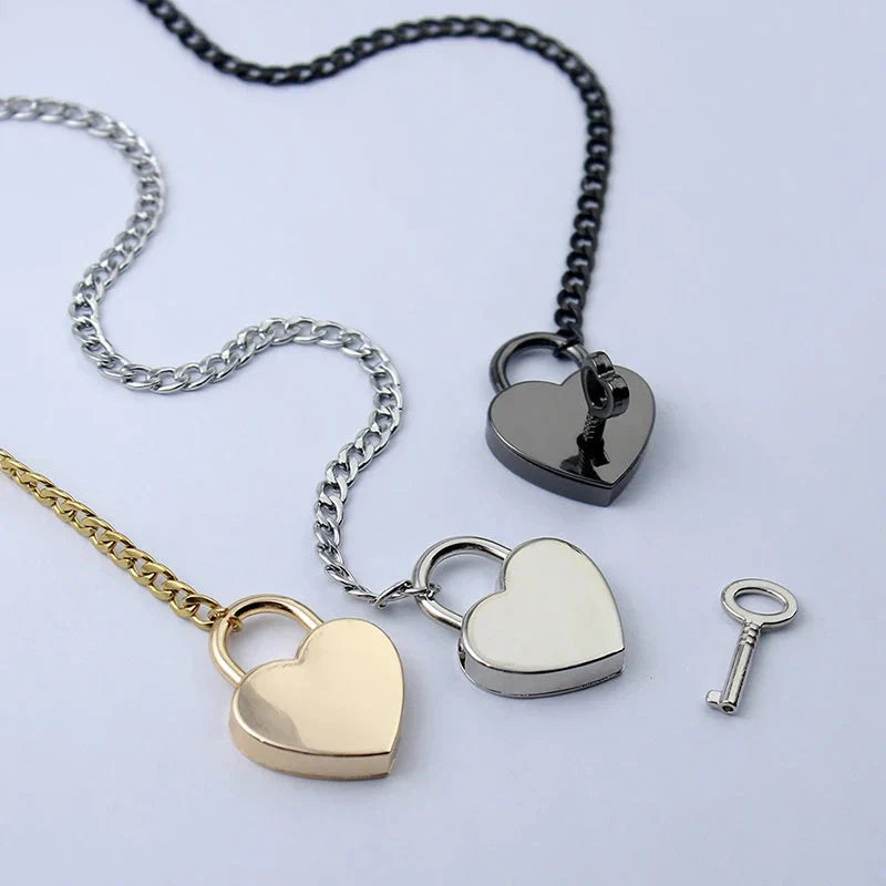 Adjustable heart-shaped O-ring slip chain necklace in alloy