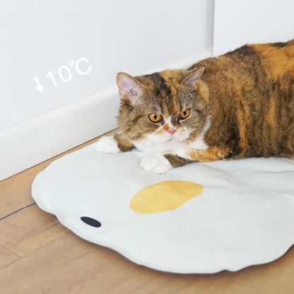 Washable chick-shaped pet cooling mat with non-stick surface for dogs and cats