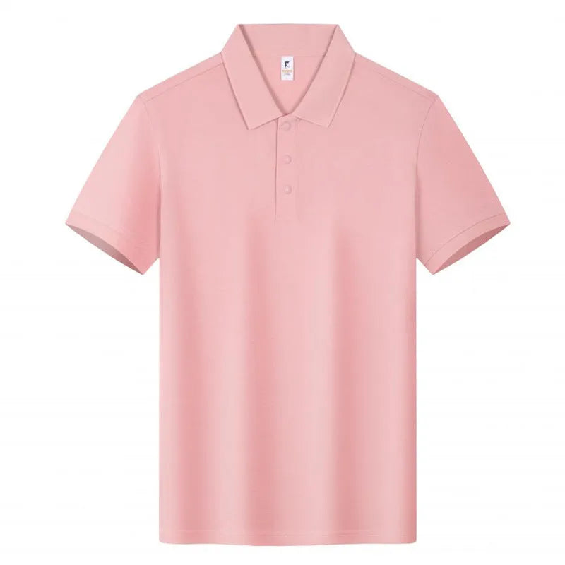 Loose fit short sleeve cotton lapel polo work shirt in multiple colour options