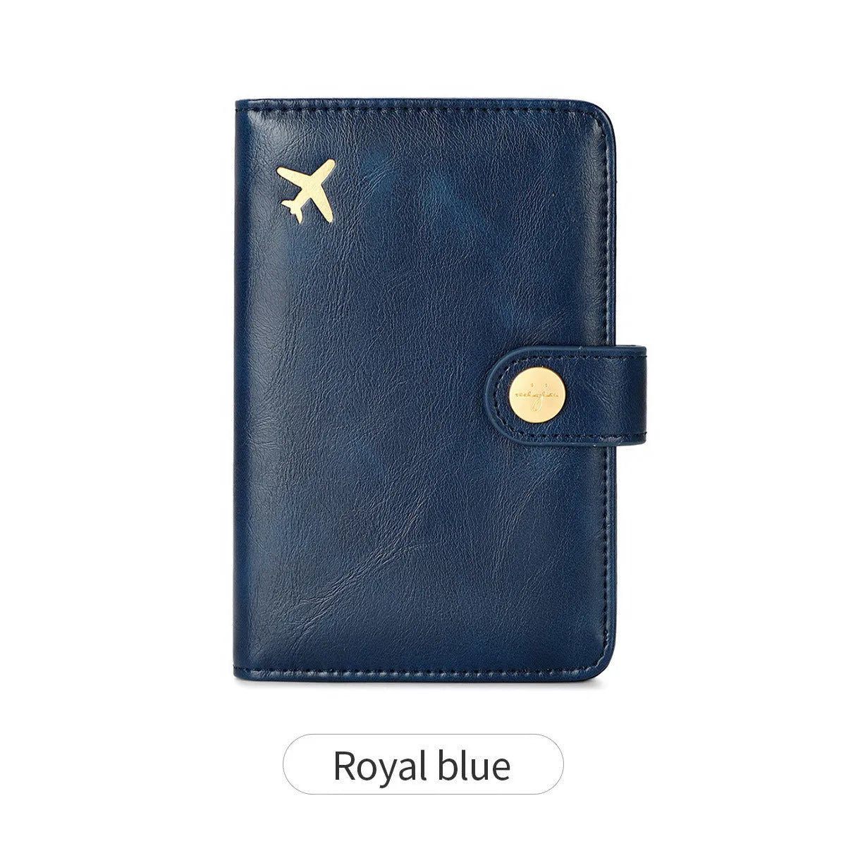 PU passport wallet with sewing line detail, shown in multiple colours including black, pink, and blue, featuring anti-theft swiping protection.