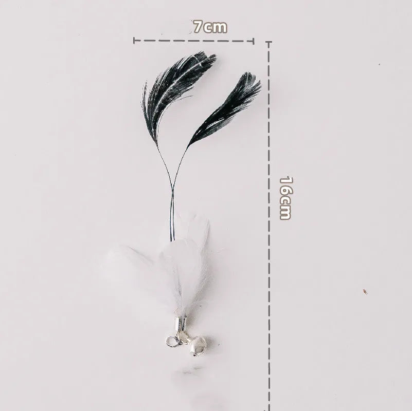 Detachable sucker cat stick with feather attachment, PVC rod and steel wire in picture colour