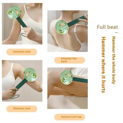 Argy wormwood health care massage hammer in green, pink, purple, red, or yellow, shown in 26cm and 31cm sizes.