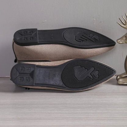 Beige leopard print women's pumps with pointed toe design for plus sizes