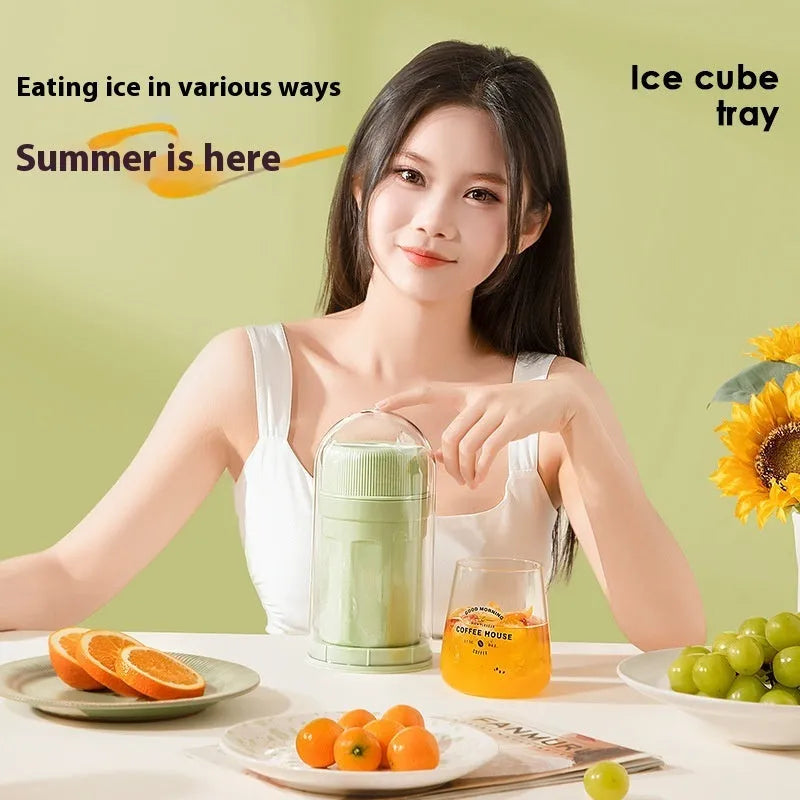 Twist-release ice cube tray with sealing lid in green, peach, or white colour options
