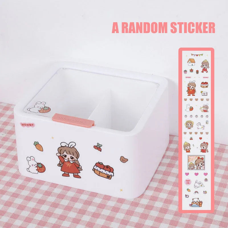 Wall-mounted PP storage box with non-marking stickers in Nordic blue, green, or pink.