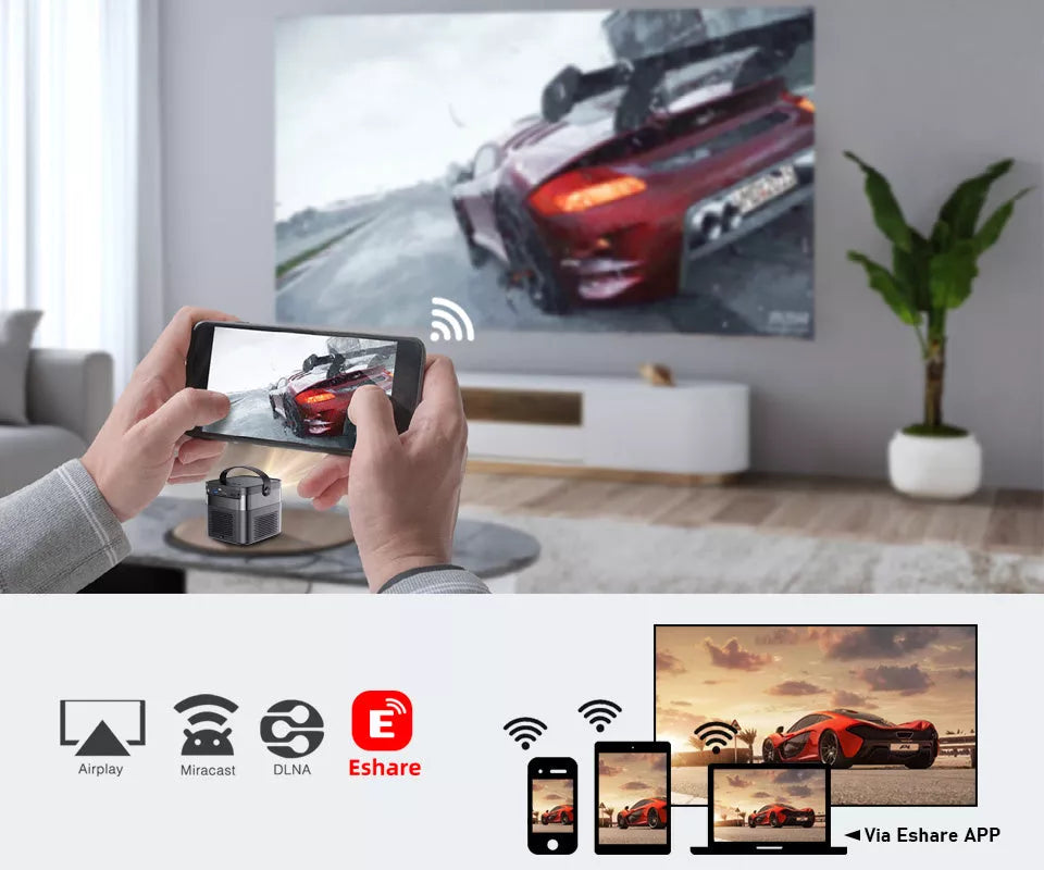 Rechargeable HD 3D Home Theater Projector with remote and accessories