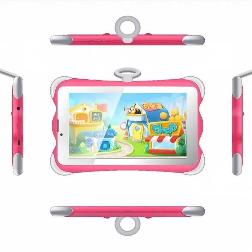 7-inch children's learning tablet in cartoon colours with built-in stand and 3G calling capability