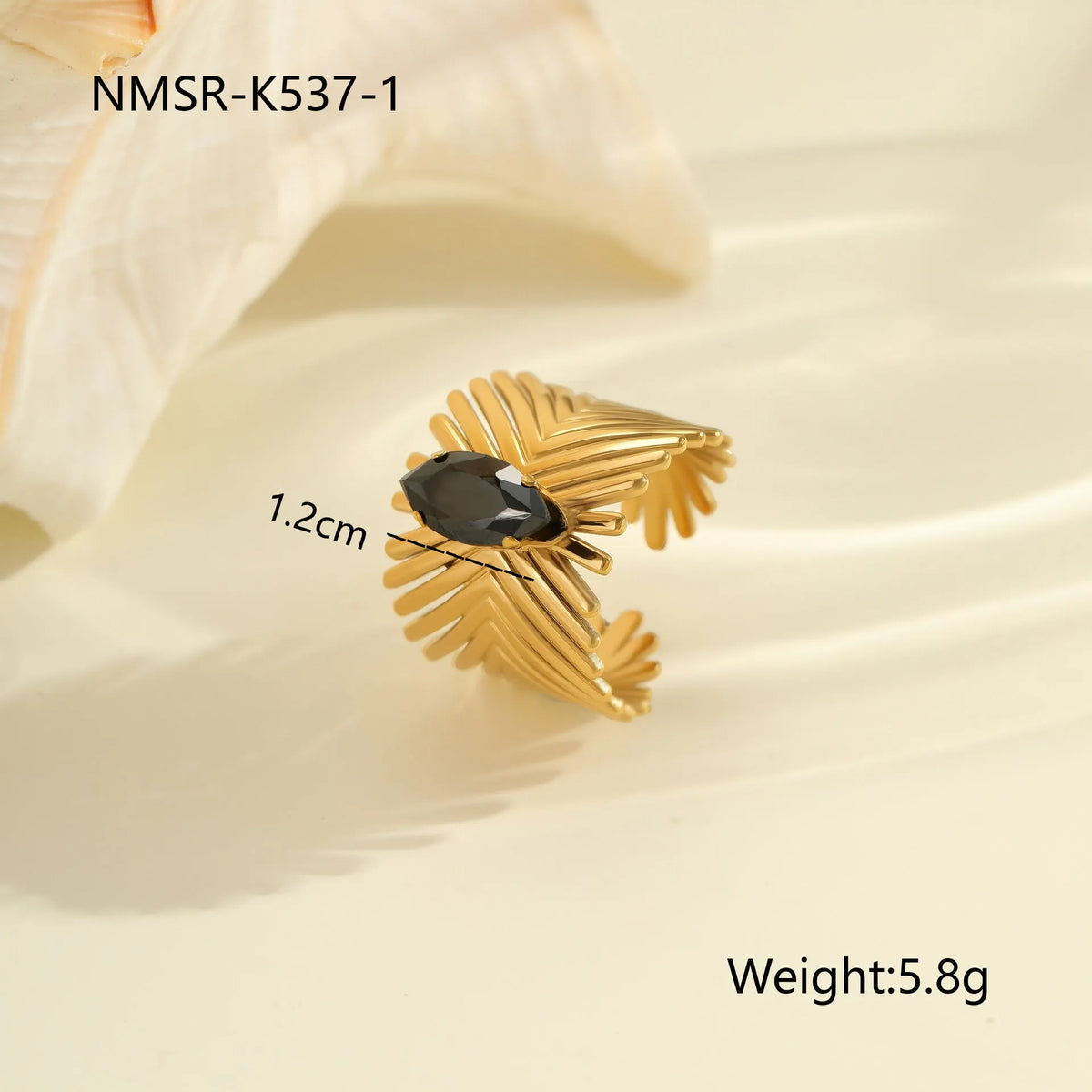 Geometric design stainless steel ring for women with inlaid zircon stones, open mouth free size
