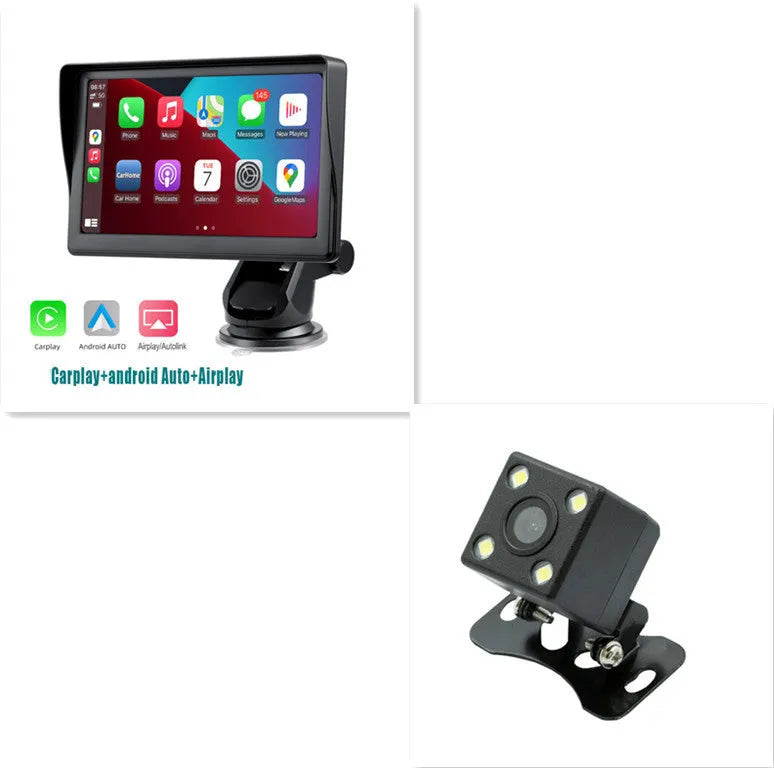 7-inch IPS car smart screen with wireless CarPlay and Android Auto on retractable bracket